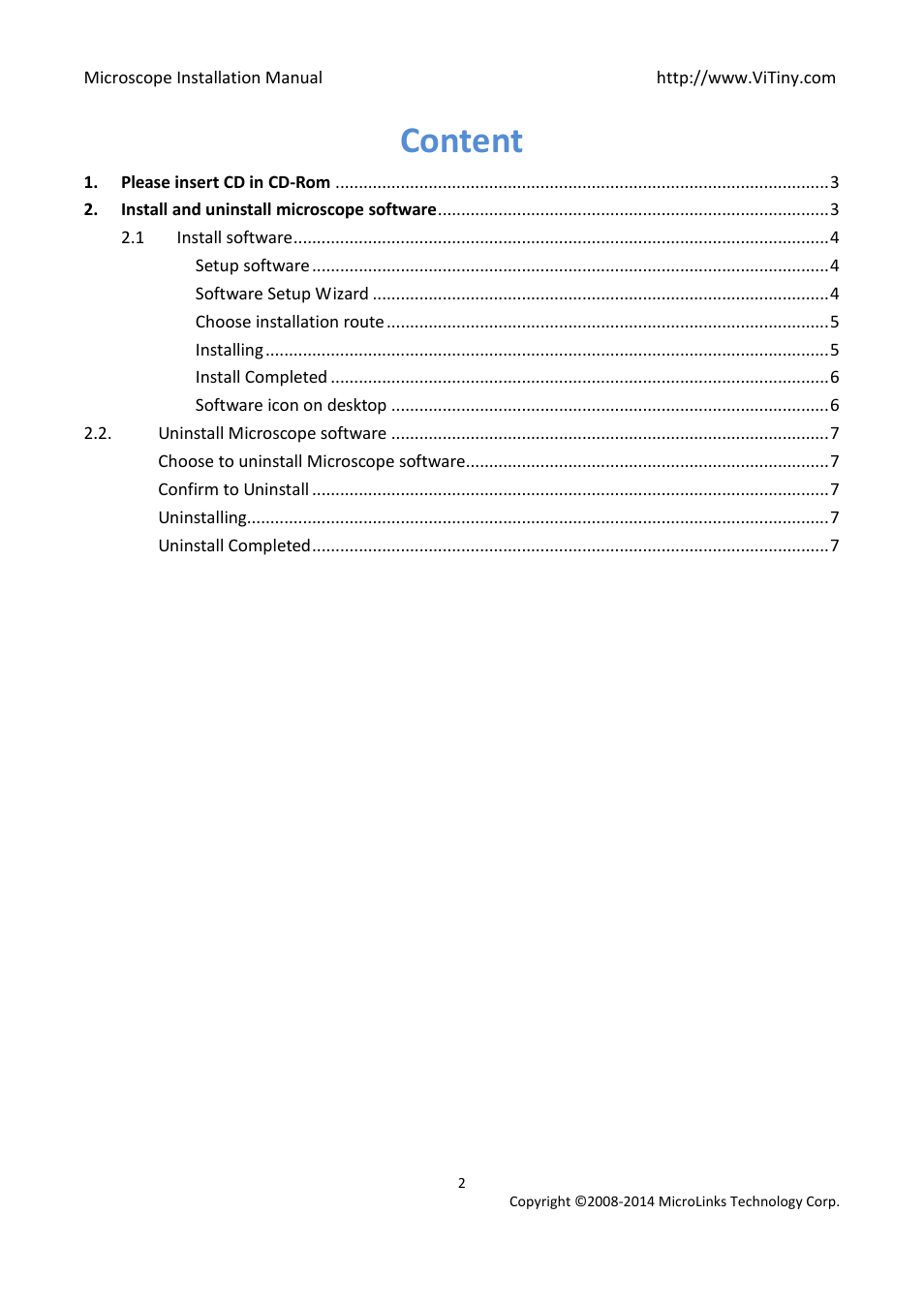 Content | MicroLinks UM12 - install manual User Manual | Page 2 / 8