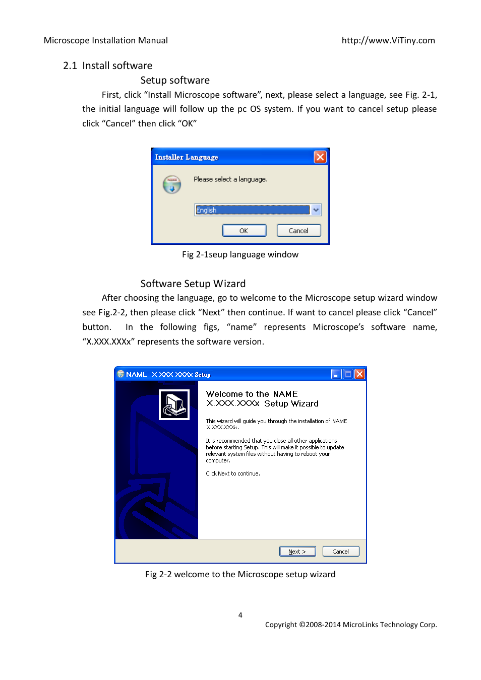 Install software, Setup software, Software setup wizard | MicroLinks UM12 - install manual User Manual | Page 4 / 8