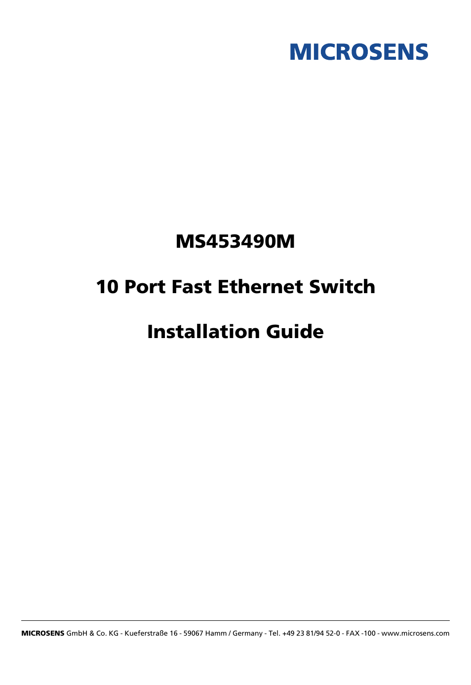 Microsens MS453490M Installation User Manual | 70 pages