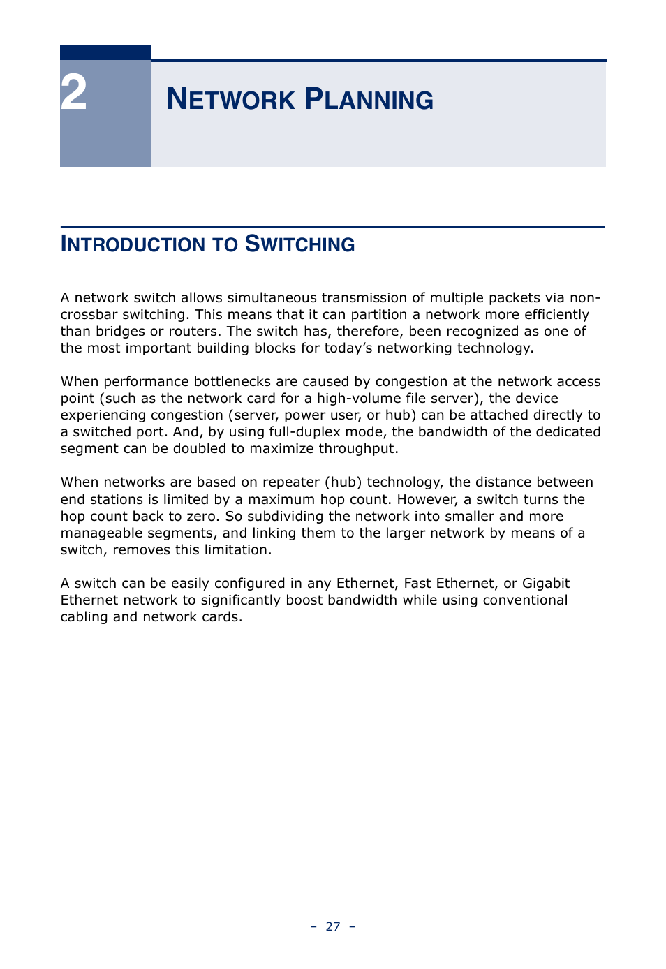 Network planning, Introduction to switching, Etwork | Lanning | Microsens MS453490M Installation User Manual | Page 27 / 70