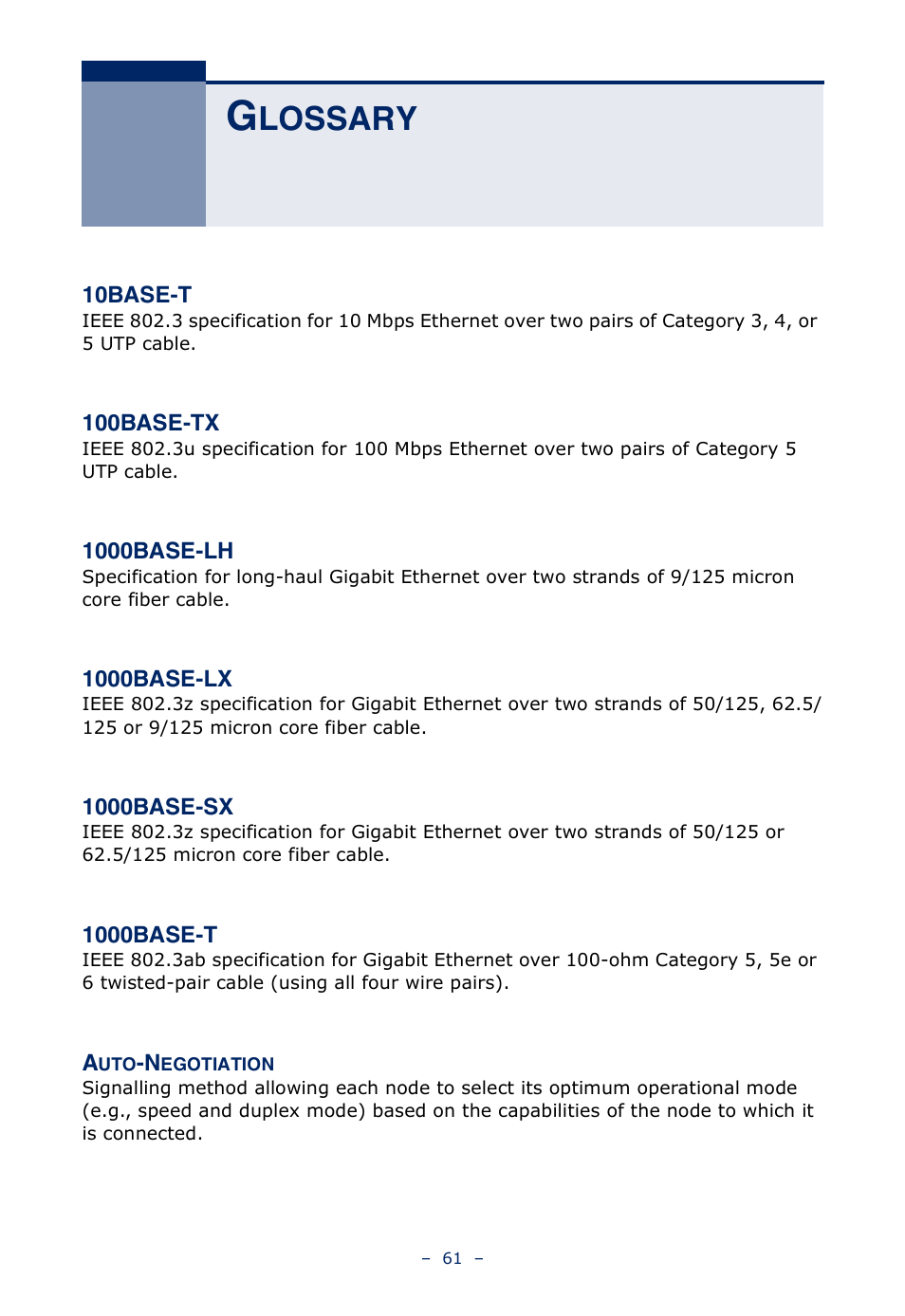 Glossary, Lossary | Microsens MS453490M Installation User Manual | Page 61 / 70