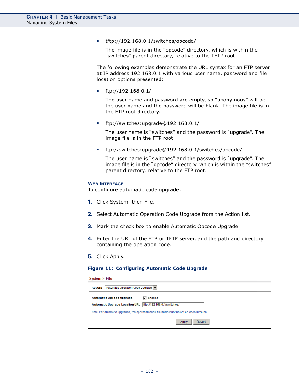 Figure 11: configuring automatic code upgrade | Microsens MS453490M Management Guide User Manual | Page 102 / 984