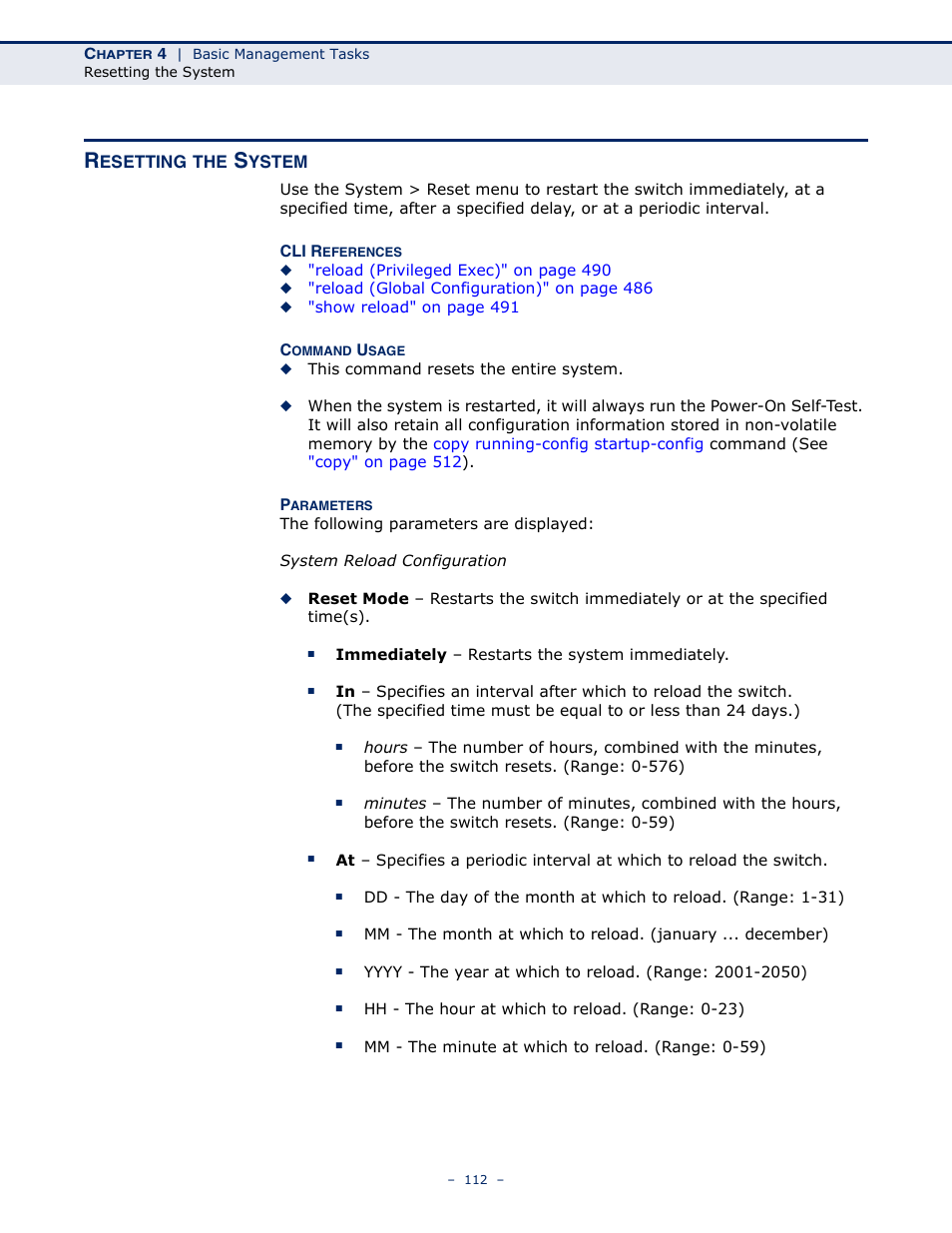 Resetting the system | Microsens MS453490M Management Guide User Manual | Page 112 / 984