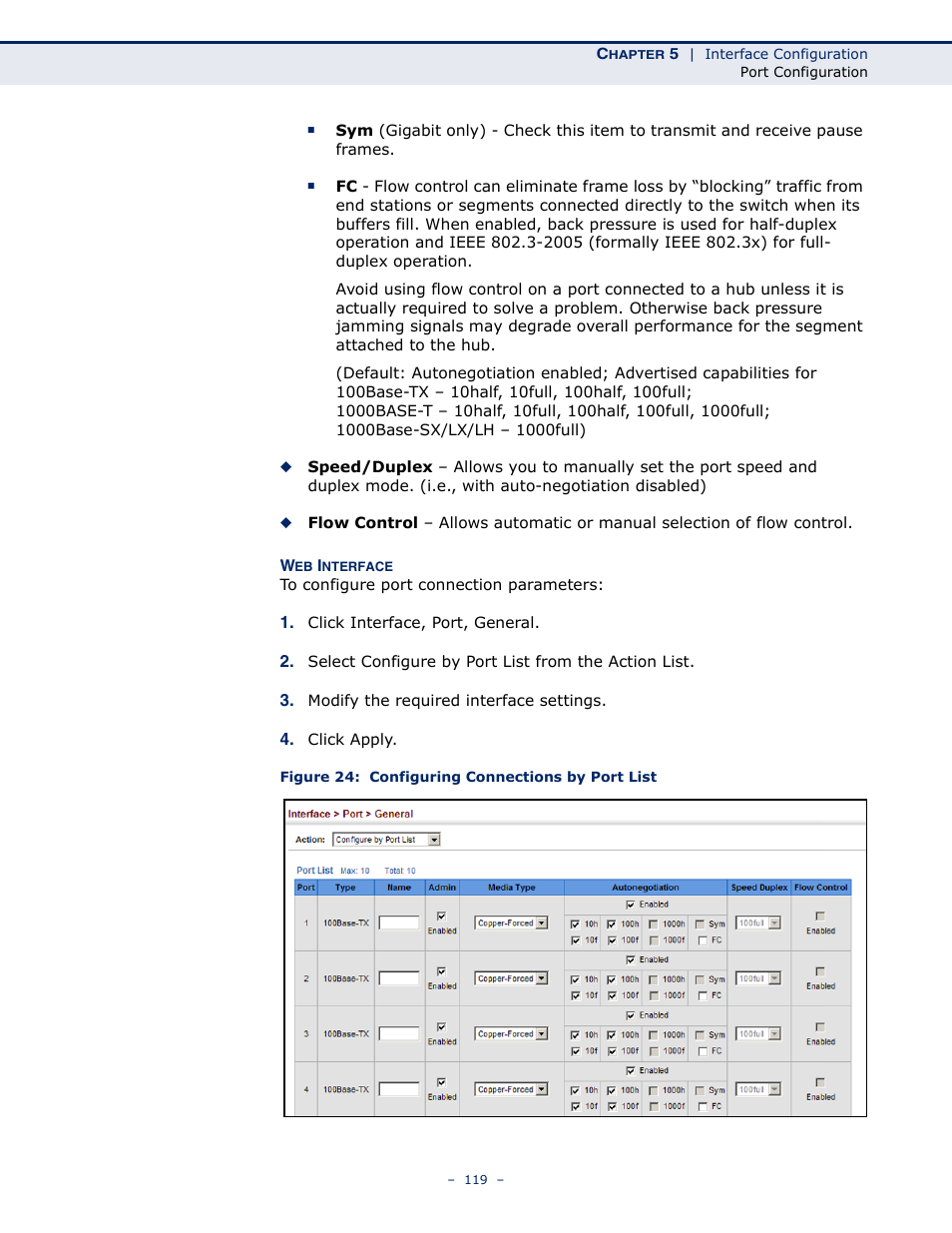 Figure 24: configuring connections by port list | Microsens MS453490M Management Guide User Manual | Page 119 / 984