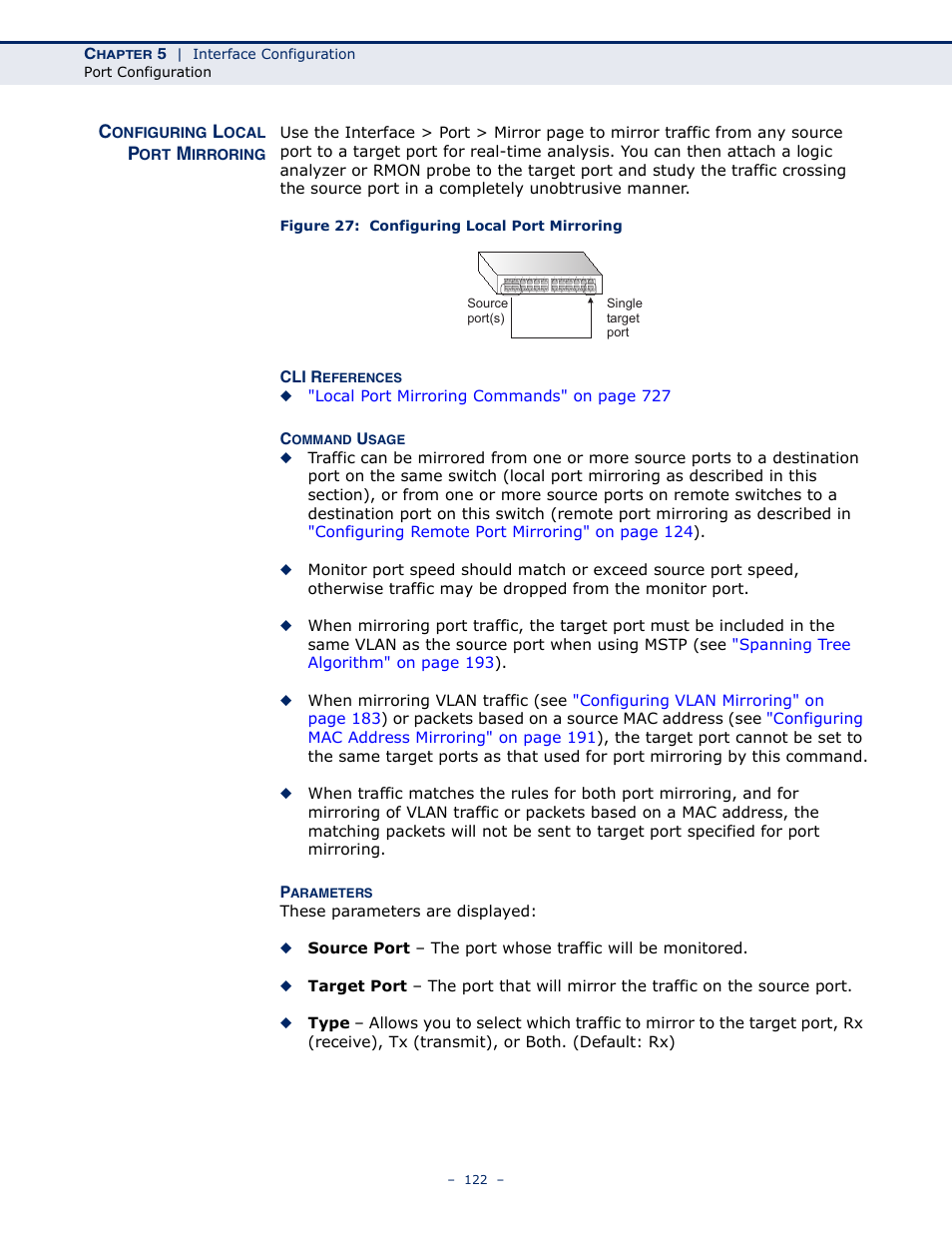 Configuring local port mirroring, Figure 27: configuring local port mirroring, Local port mirroring | Microsens MS453490M Management Guide User Manual | Page 122 / 984