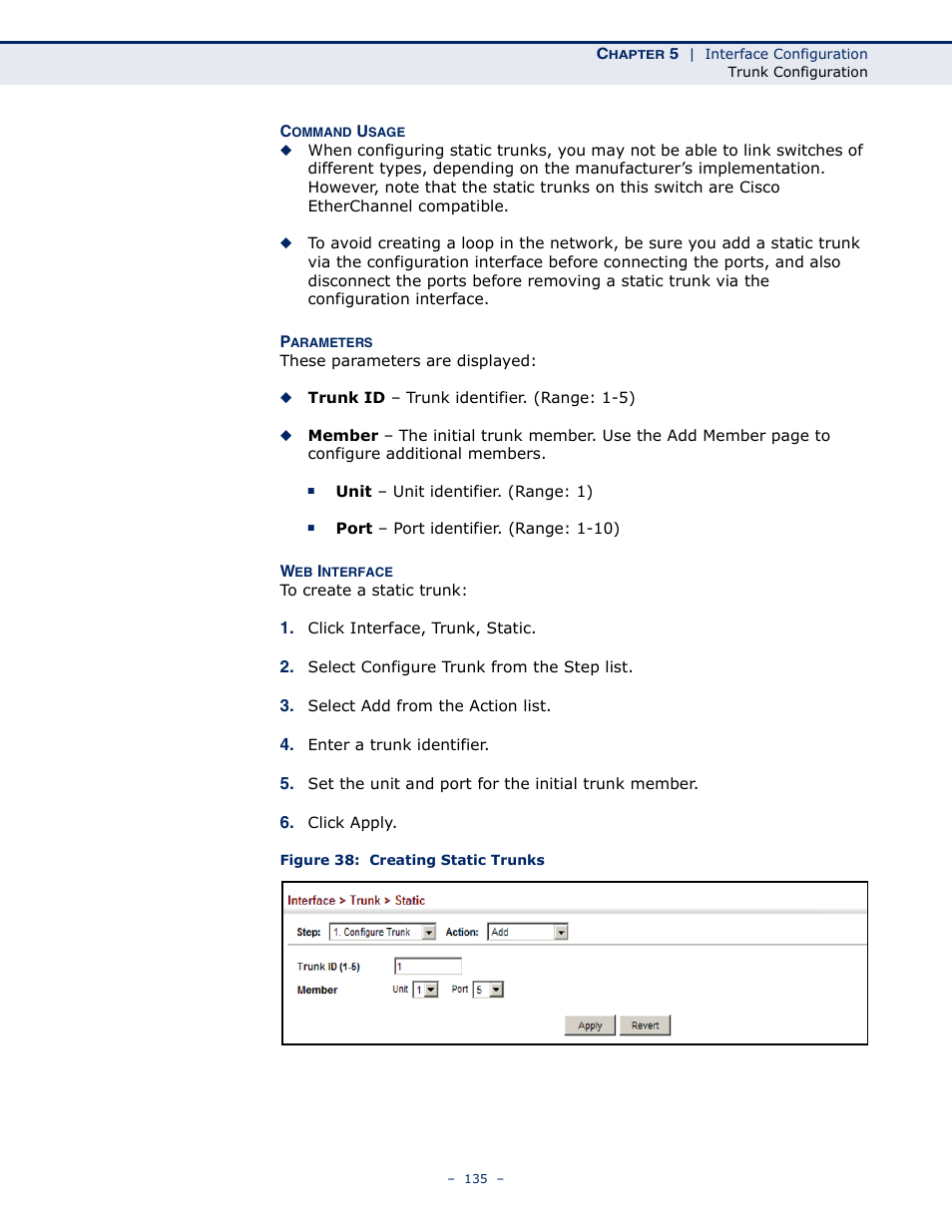 Figure 38: creating static trunks | Microsens MS453490M Management Guide User Manual | Page 135 / 984