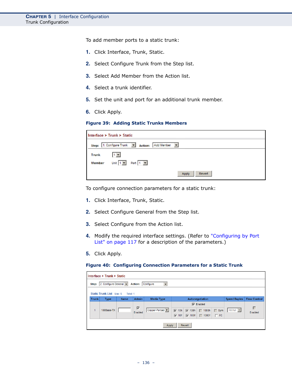 Figure 39: adding static trunks members | Microsens MS453490M Management Guide User Manual | Page 136 / 984