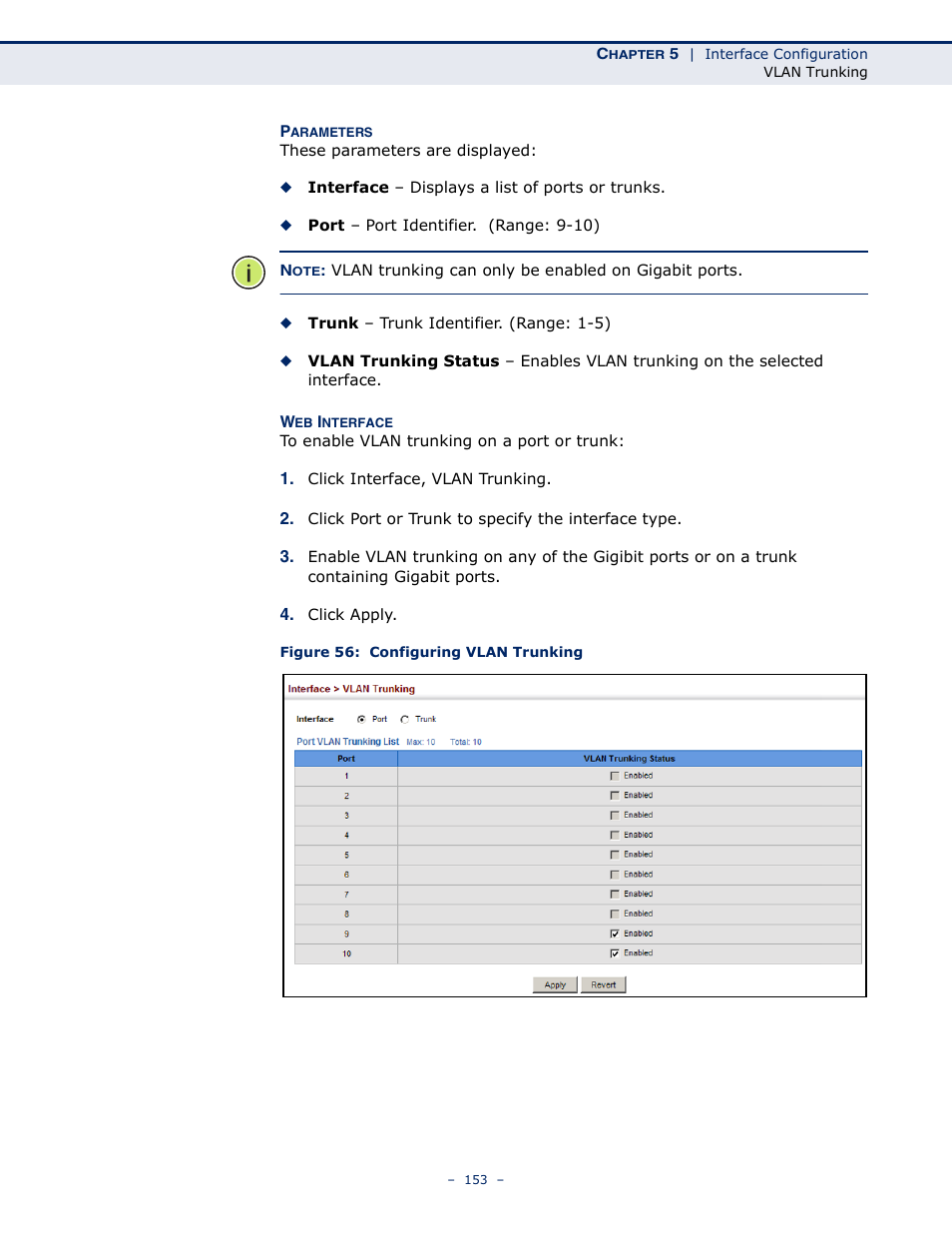 Figure 56: configuring vlan trunking | Microsens MS453490M Management Guide User Manual | Page 153 / 984