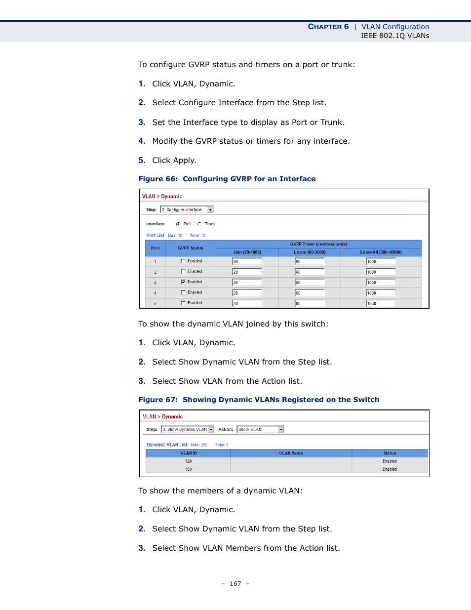 Figure 66: configuring gvrp for an interface | Microsens MS453490M Management Guide User Manual | Page 167 / 984