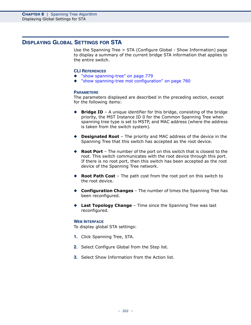 Displaying global settings for sta | Microsens MS453490M Management Guide User Manual | Page 202 / 984