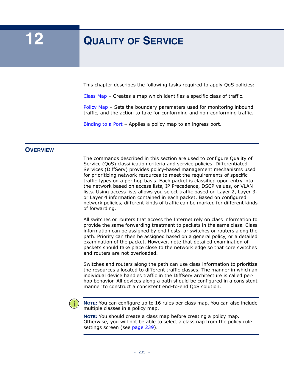 Quality of service, Overview, 12 q | Uality, Ervice, Overview 235 | Microsens MS453490M Management Guide User Manual | Page 235 / 984