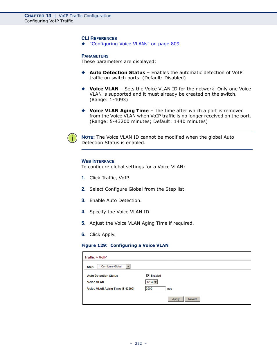 Figure 129: configuring a voice vlan | Microsens MS453490M Management Guide User Manual | Page 252 / 984