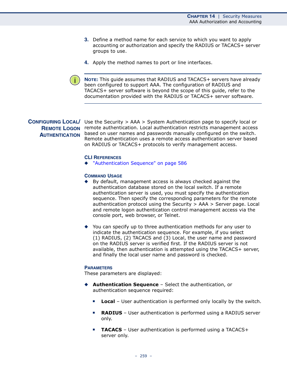 Configuring local/ remote logon authentication, Configuring local/remote logon authentication 25 | Microsens MS453490M Management Guide User Manual | Page 259 / 984