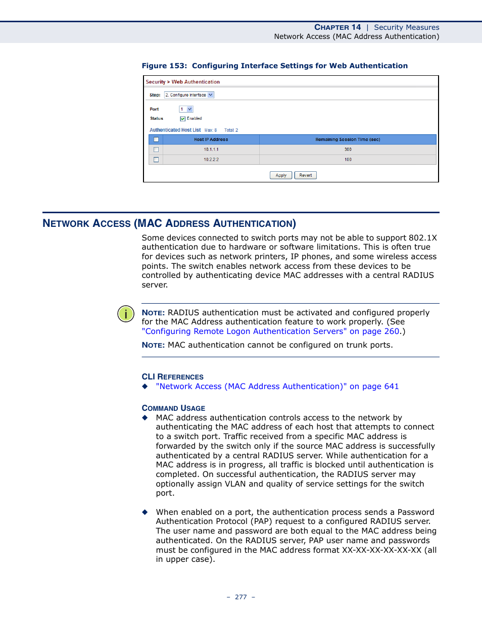 Network access (mac address authentication), Network access, Conf | Mac a | Microsens MS453490M Management Guide User Manual | Page 277 / 984