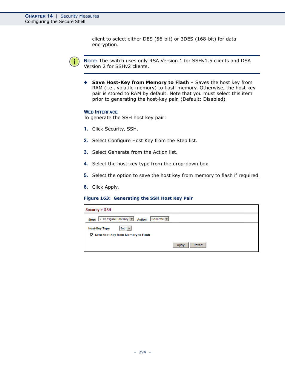 Figure 163: generating the ssh host key pair | Microsens MS453490M Management Guide User Manual | Page 294 / 984