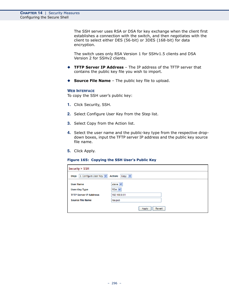 Figure 165: copying the ssh user’s public key | Microsens MS453490M Management Guide User Manual | Page 296 / 984