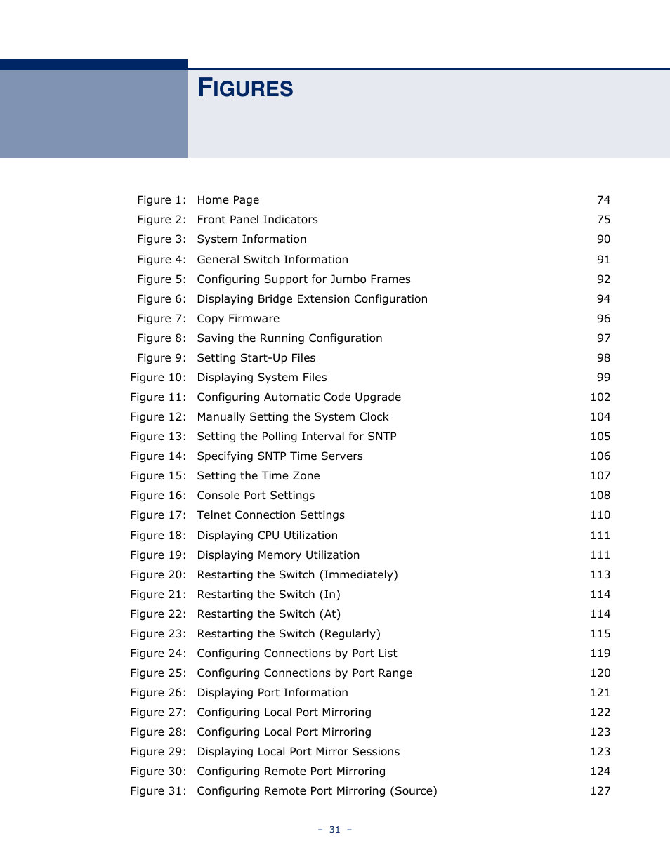 Figures, Igures | Microsens MS453490M Management Guide User Manual | Page 31 / 984