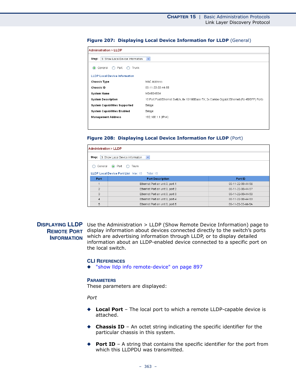 Displaying lldp remote port information | Microsens MS453490M Management Guide User Manual | Page 363 / 984