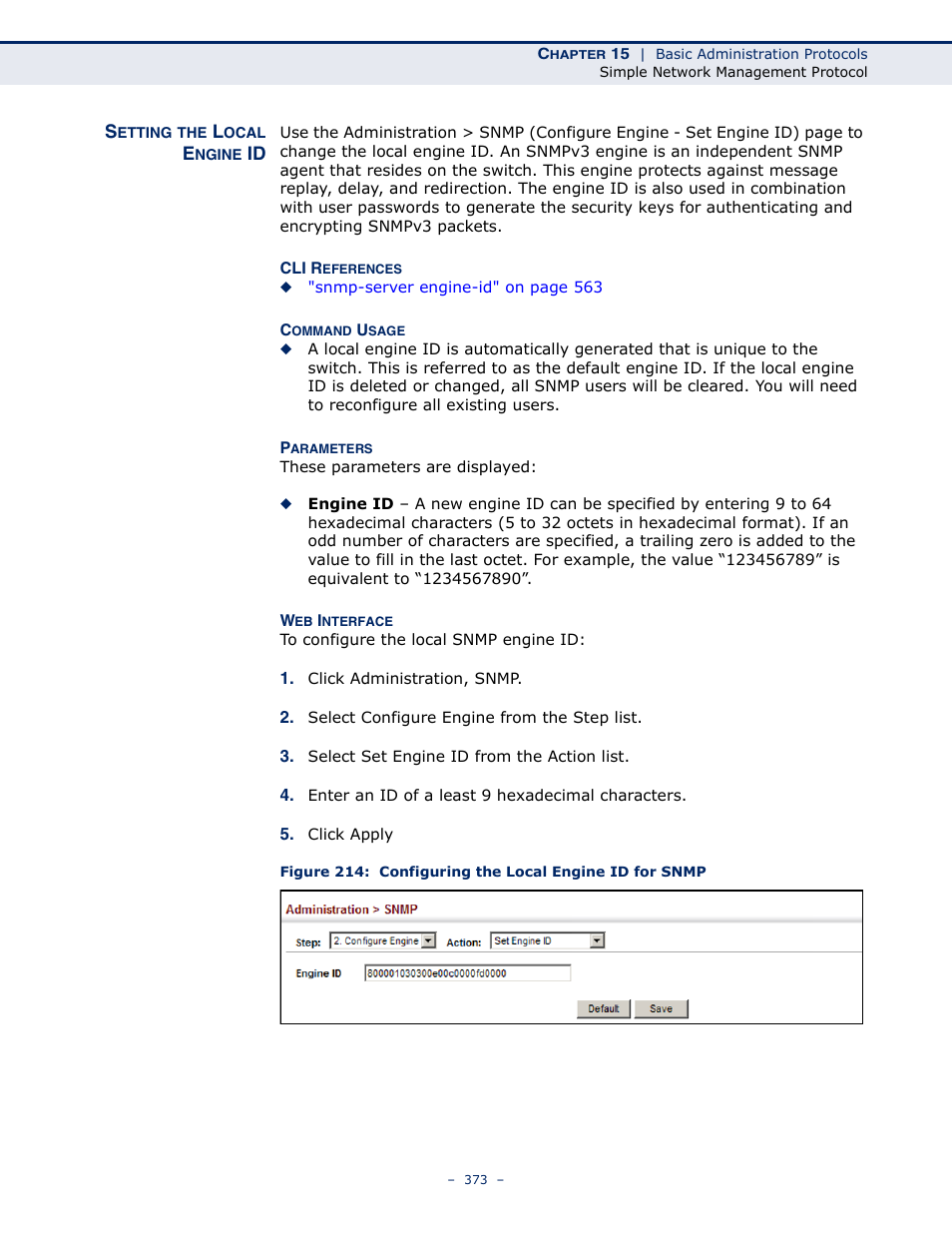 Setting the local engine id | Microsens MS453490M Management Guide User Manual | Page 373 / 984