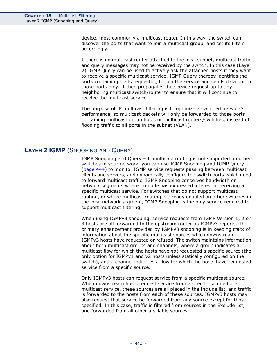 Layer 2 igmp (snooping and query), Igmp, 2 igmp (s | Microsens MS453490M Management Guide User Manual | Page 442 / 984