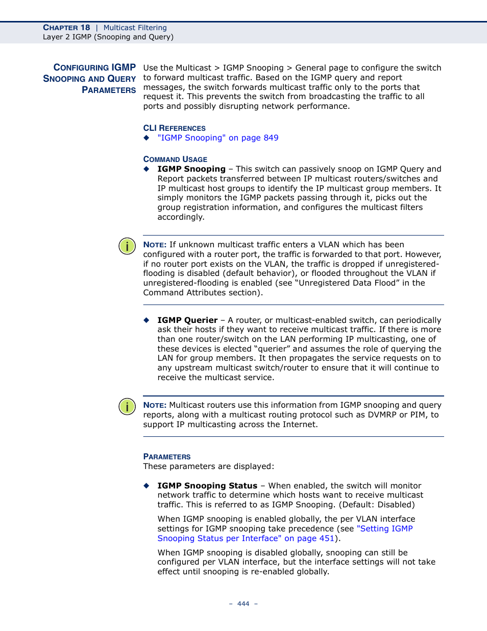 Configuring igmp snooping and query parameters, Configuring igmp snooping and | Microsens MS453490M Management Guide User Manual | Page 444 / 984