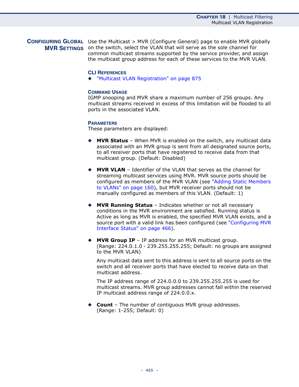 Configuring global mvr settings | Microsens MS453490M Management Guide User Manual | Page 465 / 984