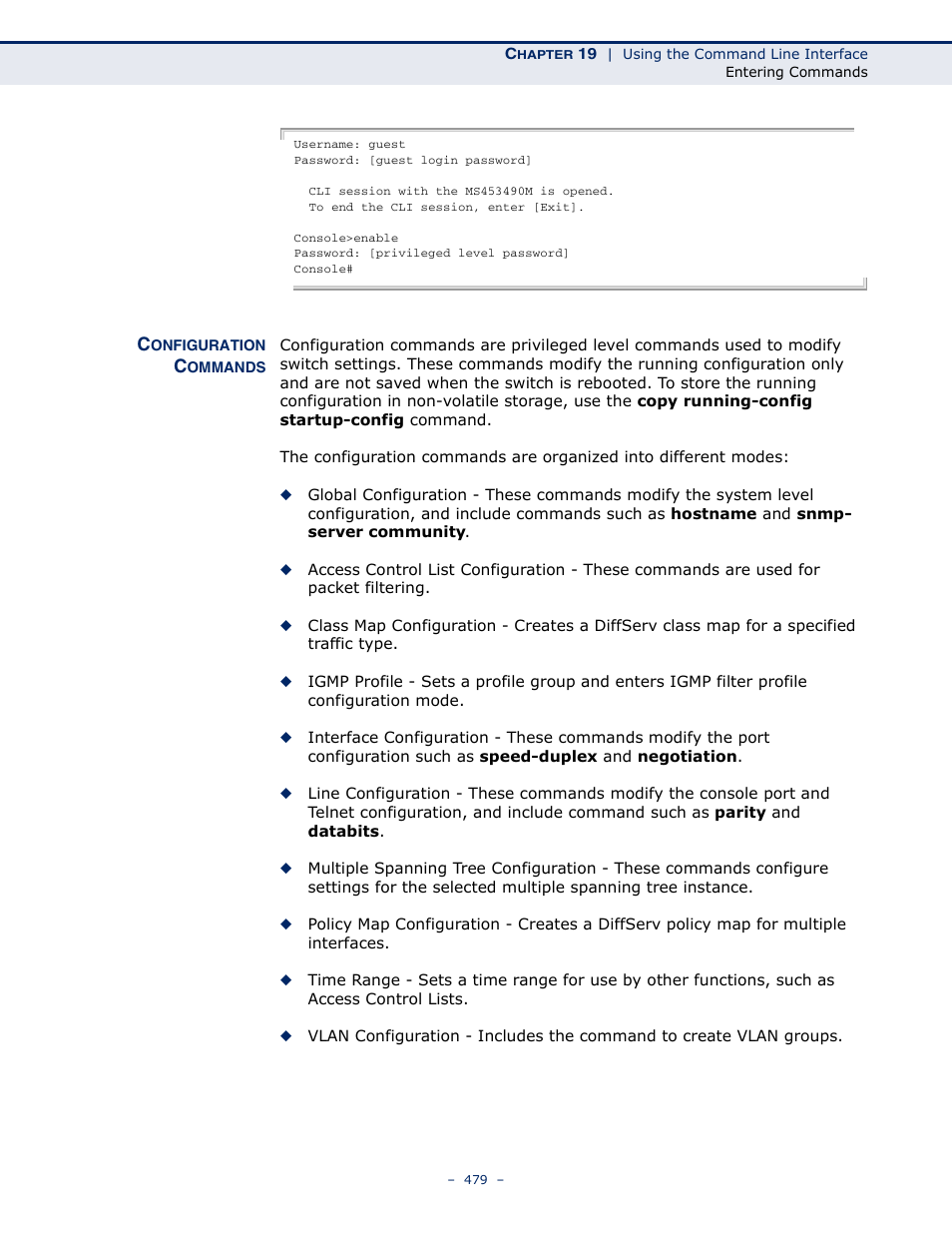 Configuration commands | Microsens MS453490M Management Guide User Manual | Page 479 / 984