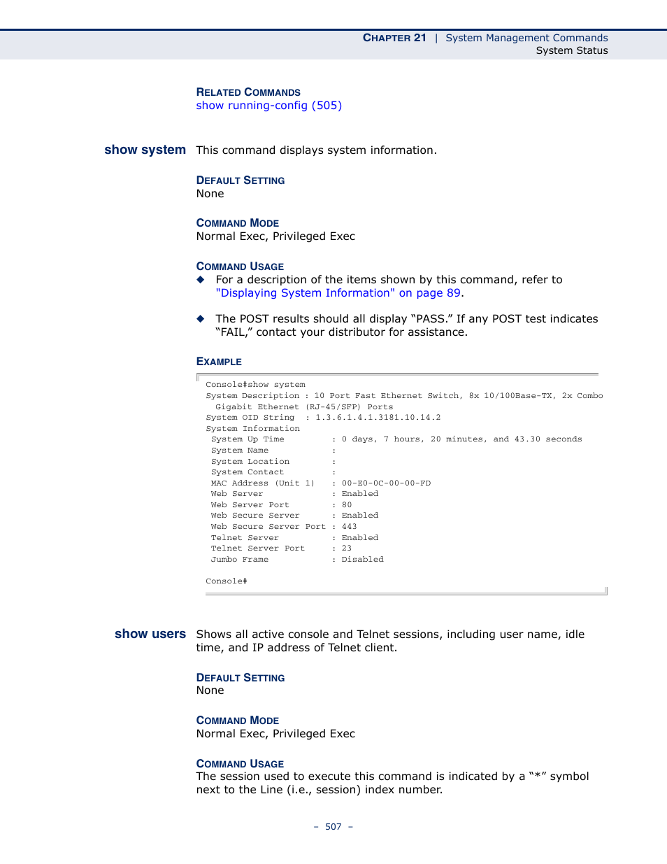 Show system, Show users | Microsens MS453490M Management Guide User Manual | Page 507 / 984