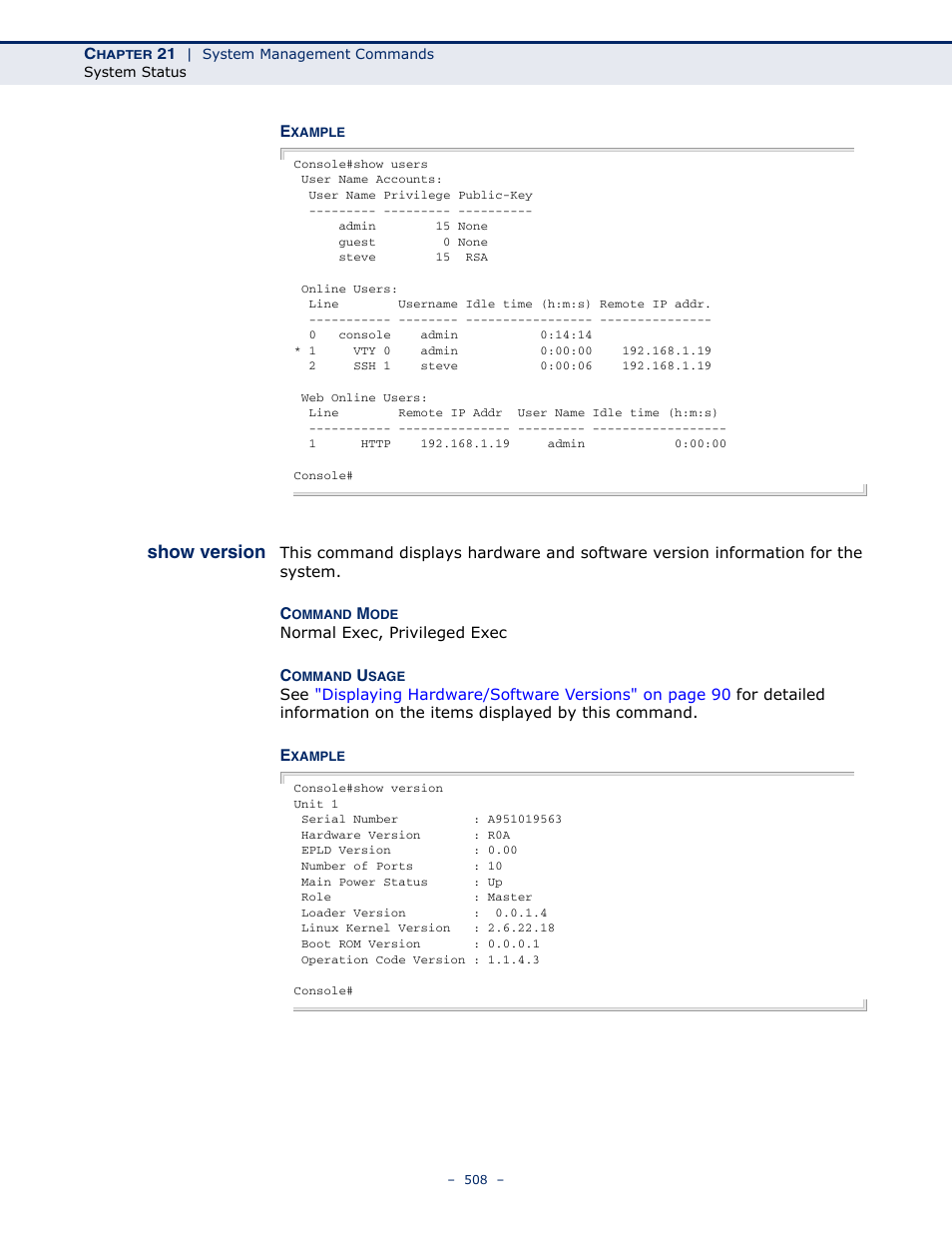 Show version | Microsens MS453490M Management Guide User Manual | Page 508 / 984