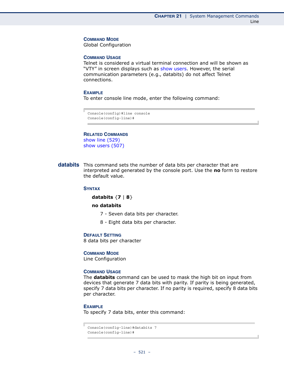 Databits 521, Databits | Microsens MS453490M Management Guide User Manual | Page 521 / 984