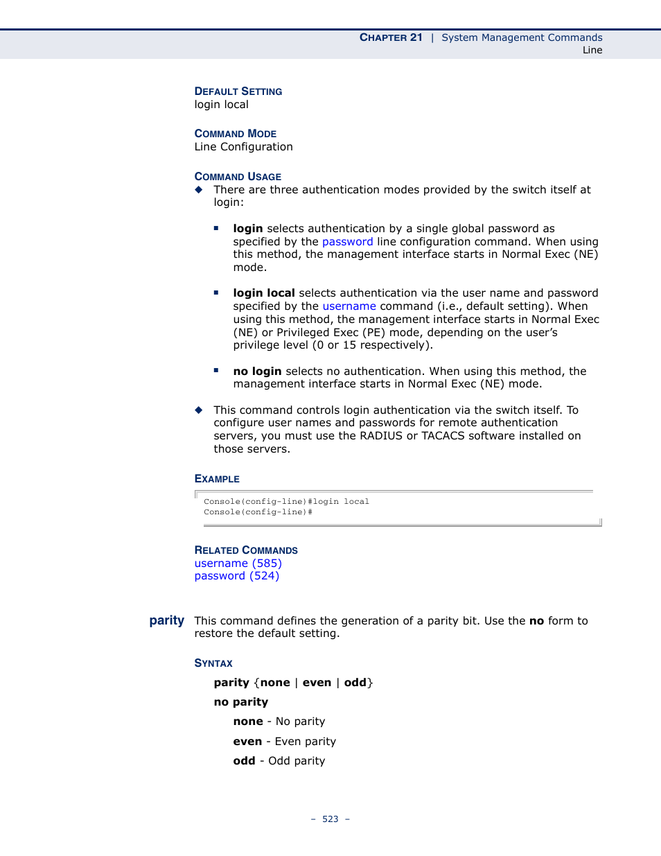 Parity 523, Parity | Microsens MS453490M Management Guide User Manual | Page 523 / 984