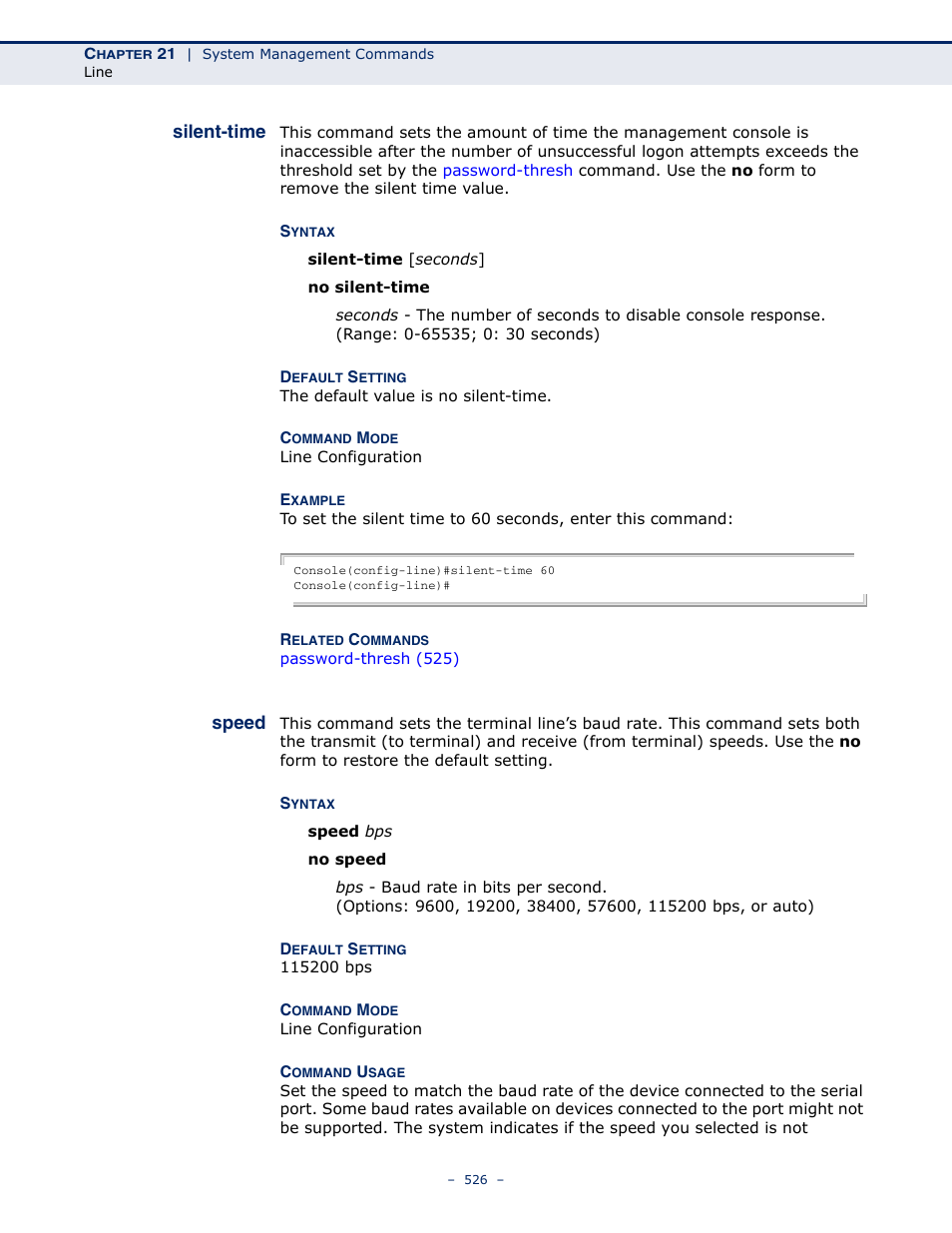 Silent-time 526 speed 526, Silent-time, Speed | Silent-time (526) | Microsens MS453490M Management Guide User Manual | Page 526 / 984