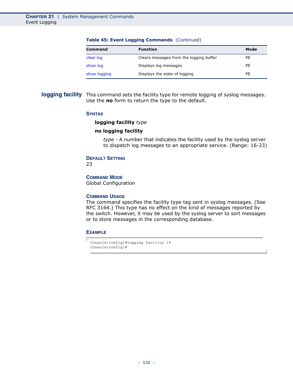 Logging facility | Microsens MS453490M Management Guide User Manual | Page 530 / 984