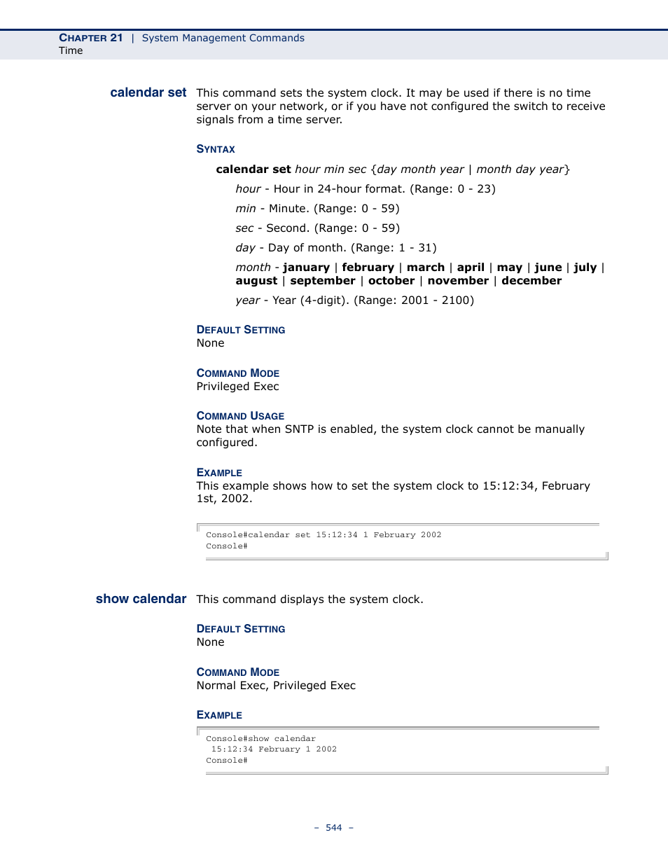 Calendar set, Show calendar | Microsens MS453490M Management Guide User Manual | Page 544 / 984