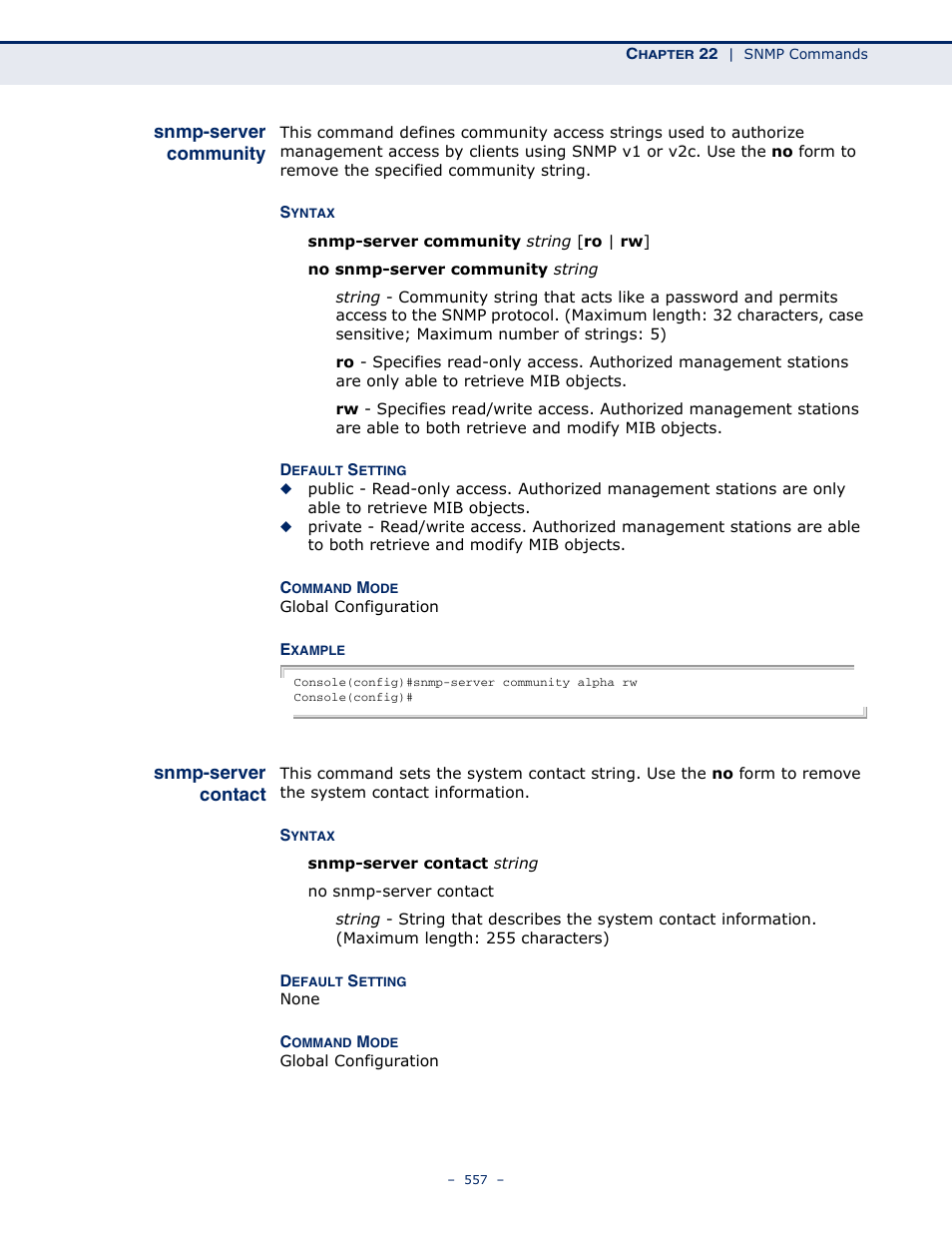 Snmp-server community, Snmp-server contact | Microsens MS453490M Management Guide User Manual | Page 557 / 984