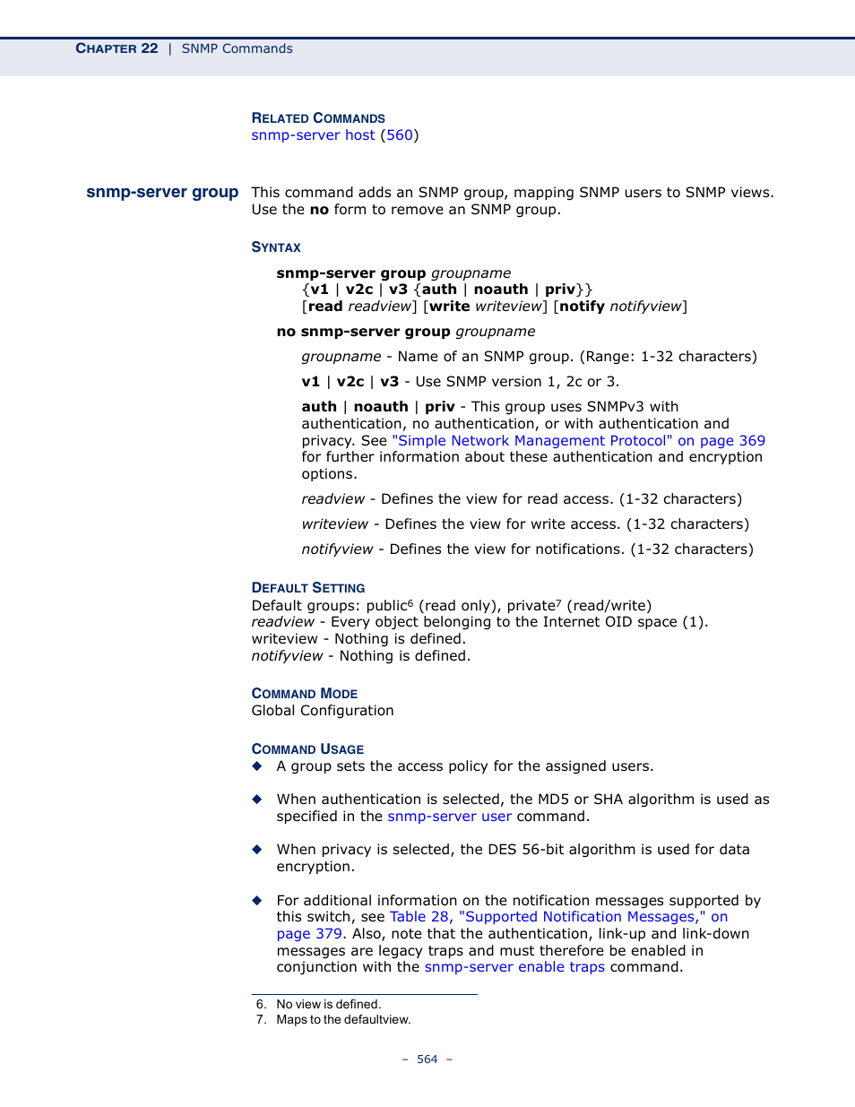 Snmp-server group, View | Microsens MS453490M Management Guide User Manual | Page 564 / 984