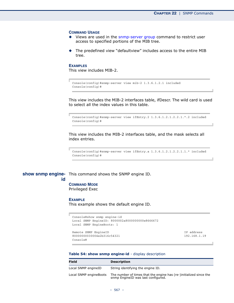 Show snmp engine-id, Show snmp engine- id | Microsens MS453490M Management Guide User Manual | Page 567 / 984