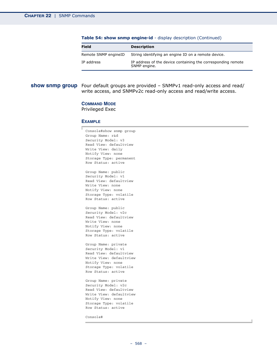 Show snmp group | Microsens MS453490M Management Guide User Manual | Page 568 / 984