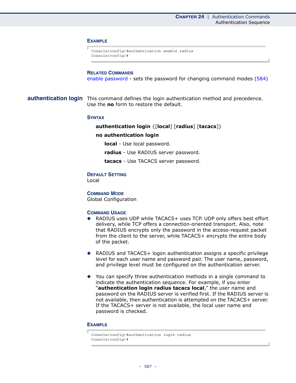 Authentication login | Microsens MS453490M Management Guide User Manual | Page 587 / 984