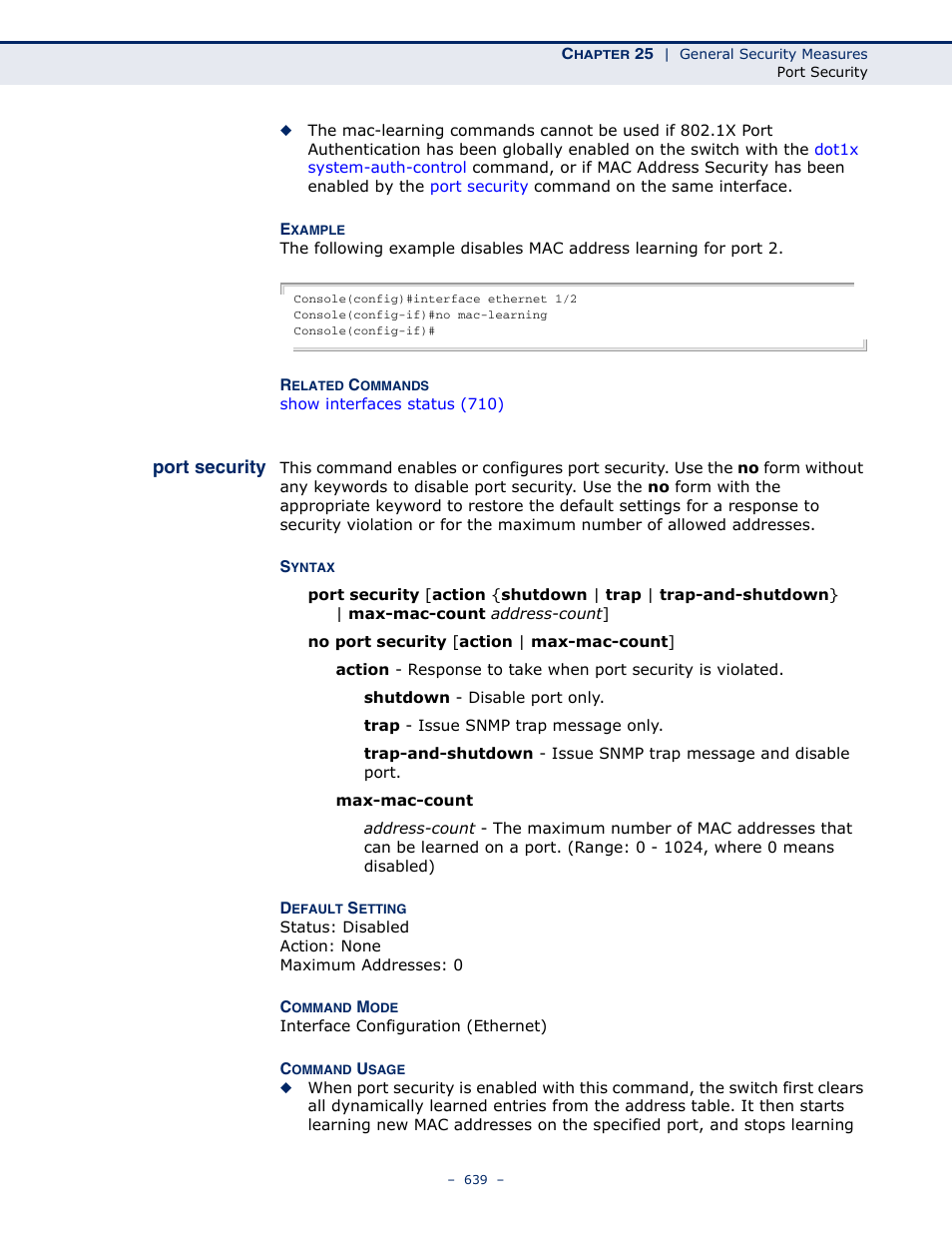 Port security | Microsens MS453490M Management Guide User Manual | Page 639 / 984