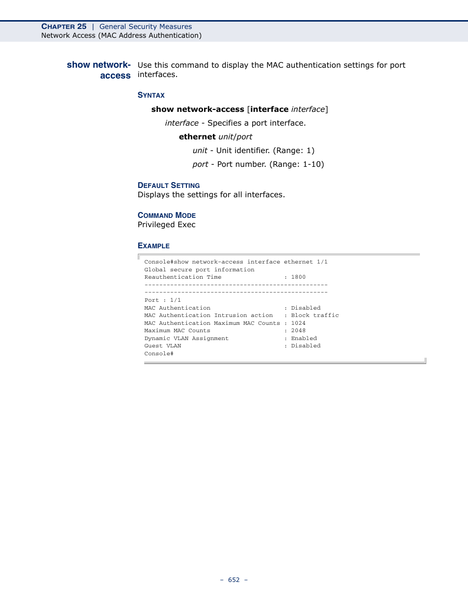Show network-access, Show network- access | Microsens MS453490M Management Guide User Manual | Page 652 / 984
