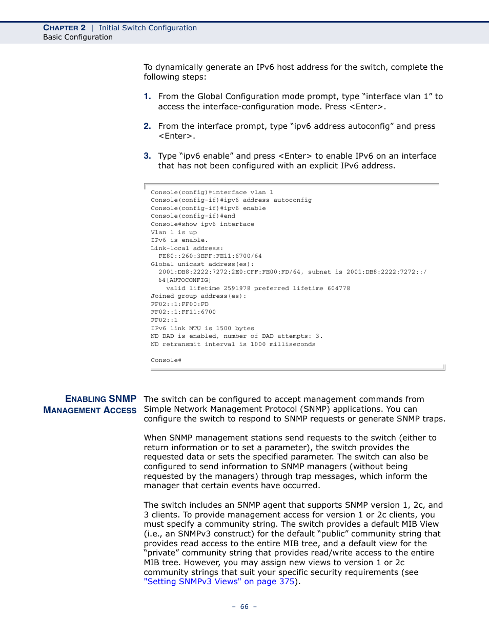 Enabling snmp management access, Snmp m | Microsens MS453490M Management Guide User Manual | Page 66 / 984