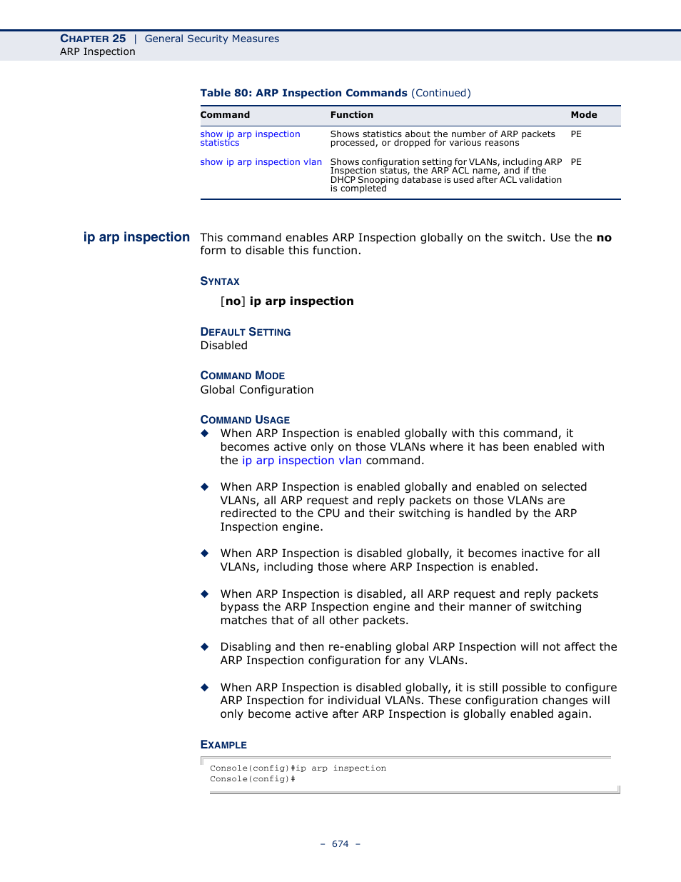 Ip arp inspection | Microsens MS453490M Management Guide User Manual | Page 674 / 984