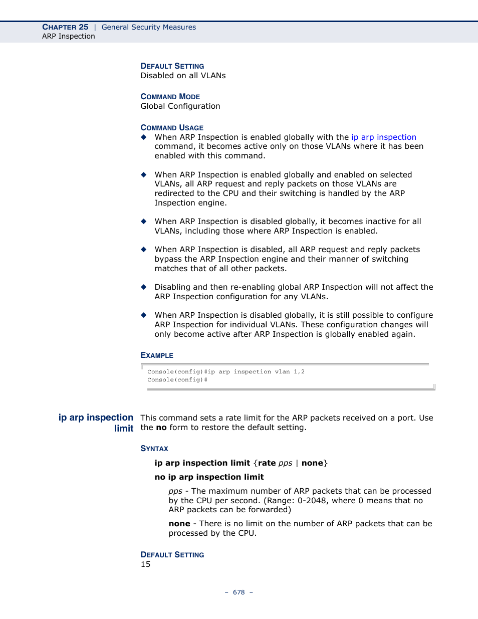 Ip arp inspection limit | Microsens MS453490M Management Guide User Manual | Page 678 / 984