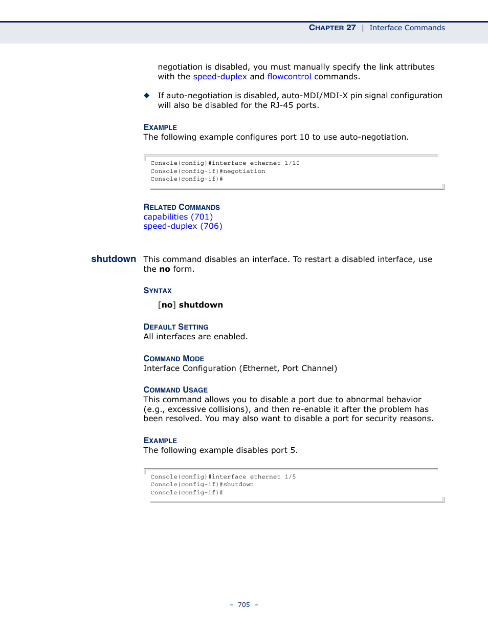 Shutdown 705, Shutdown, Shutdown (705) | Microsens MS453490M Management Guide User Manual | Page 705 / 984