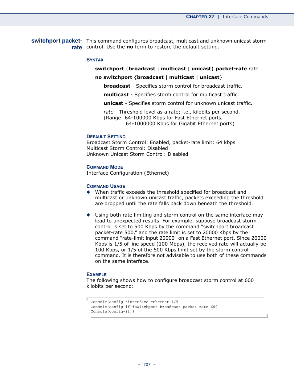 Switchport packet-rate | Microsens MS453490M Management Guide User Manual | Page 707 / 984