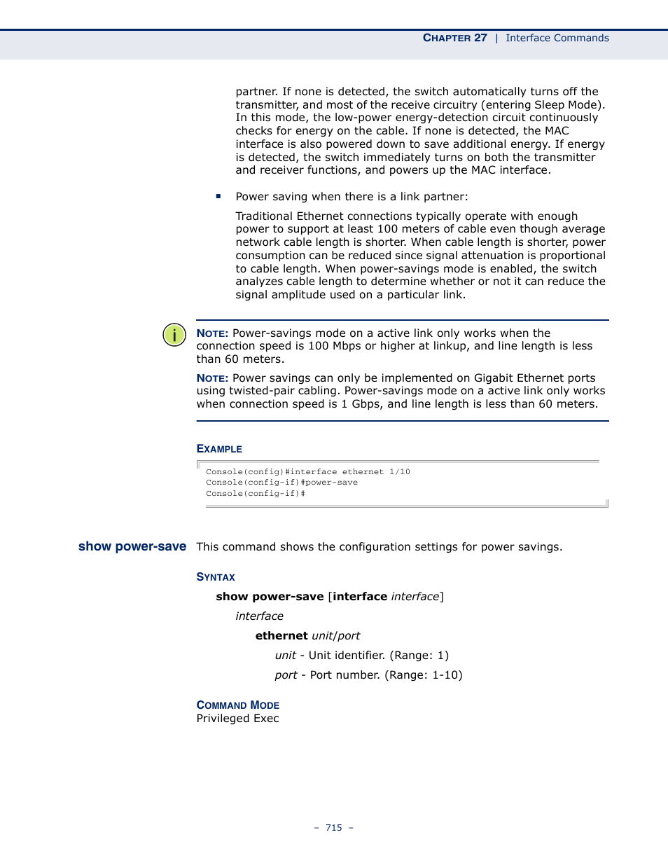 Show power-save | Microsens MS453490M Management Guide User Manual | Page 715 / 984