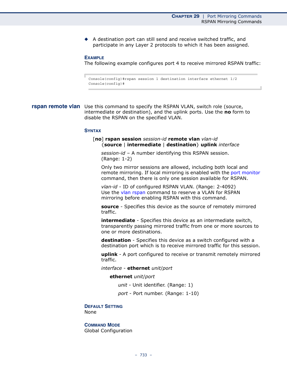 Rspan remote vlan | Microsens MS453490M Management Guide User Manual | Page 733 / 984