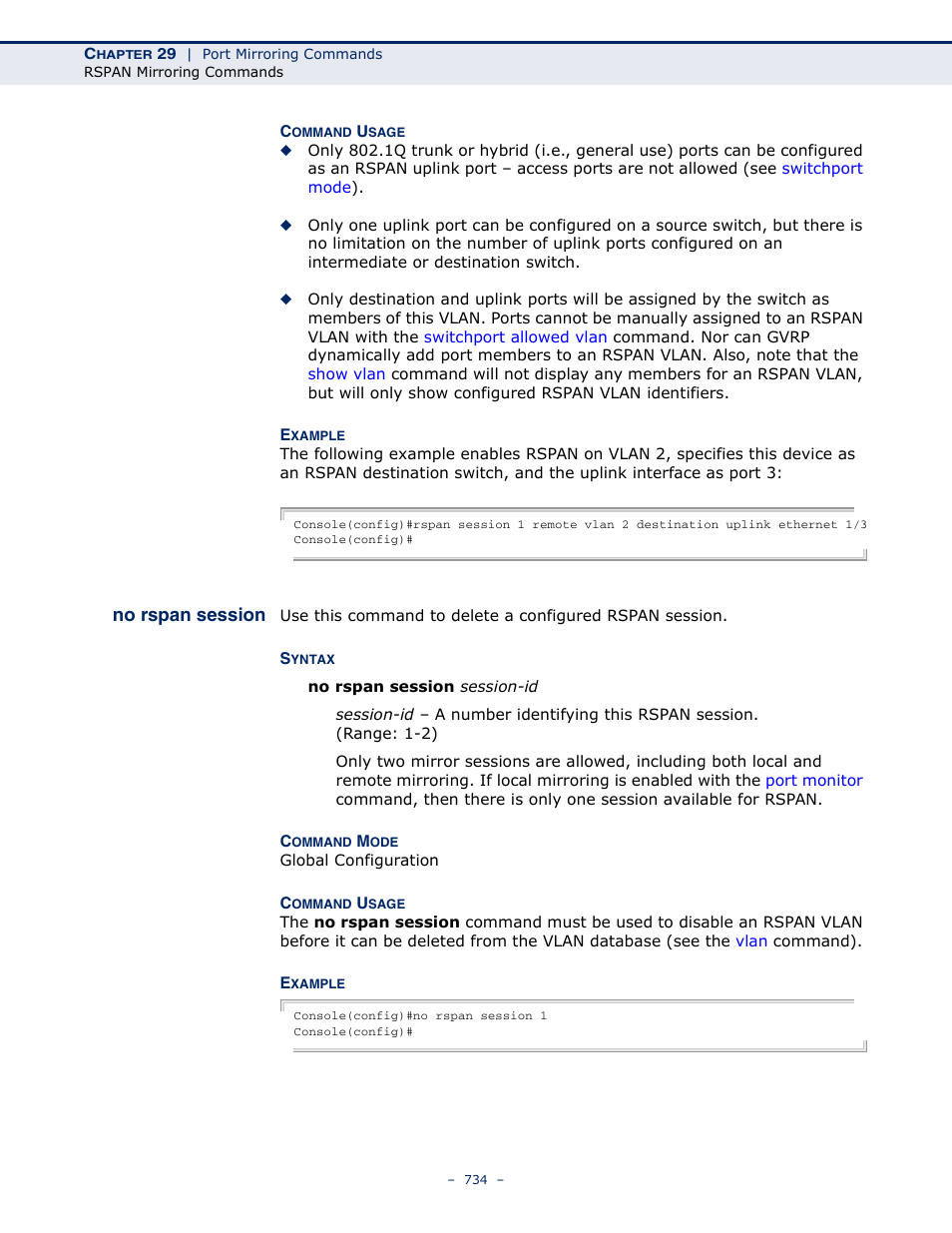 No rspan session | Microsens MS453490M Management Guide User Manual | Page 734 / 984