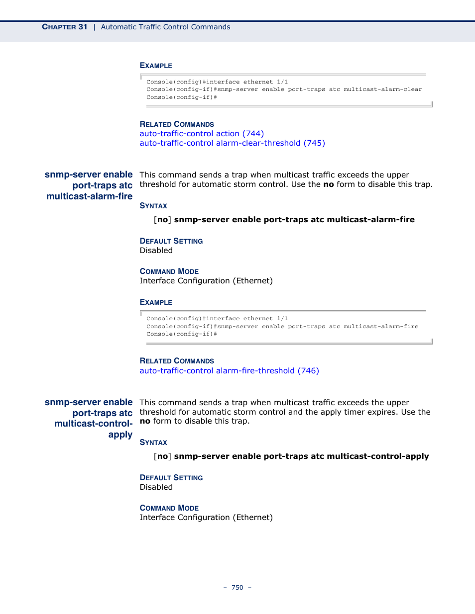 Snmp-server enable port, Traps atc multicast-alarm, Fire | Traps atc multicast, Control-apply, Snmp-server enable, Port-traps atc, Multicast-alarm-fire, Multicast-control, Apply | Microsens MS453490M Management Guide User Manual | Page 750 / 984